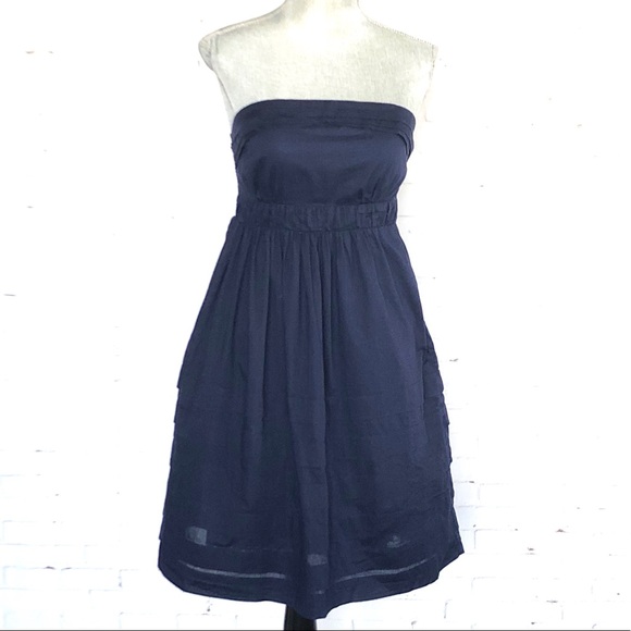 Anthropologie Dresses & Skirts - Anthropologie Maeve Navy Strapless Pleat Dress 6